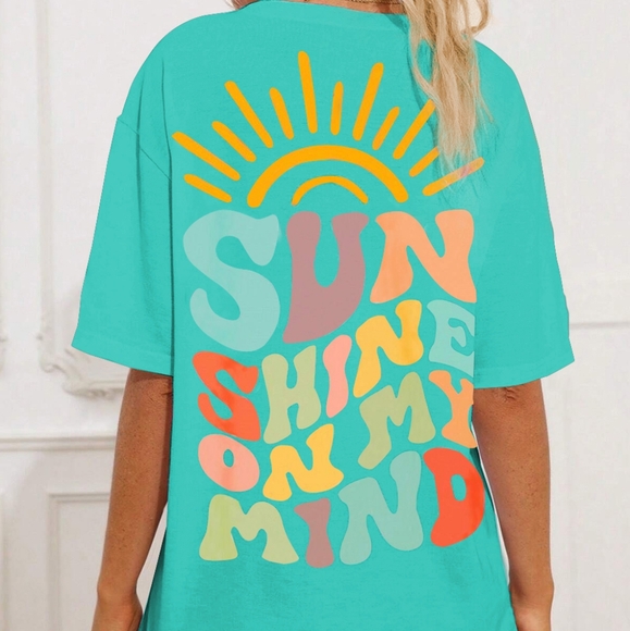 Harmony In Nature Tops - Sunshine Graphic T-Shirt - Aqua